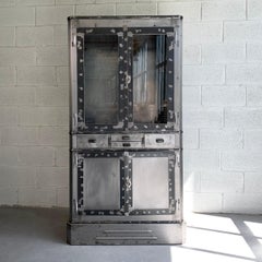 Art Deco Industrial Brushed Steel Apothecary Display Cabinet