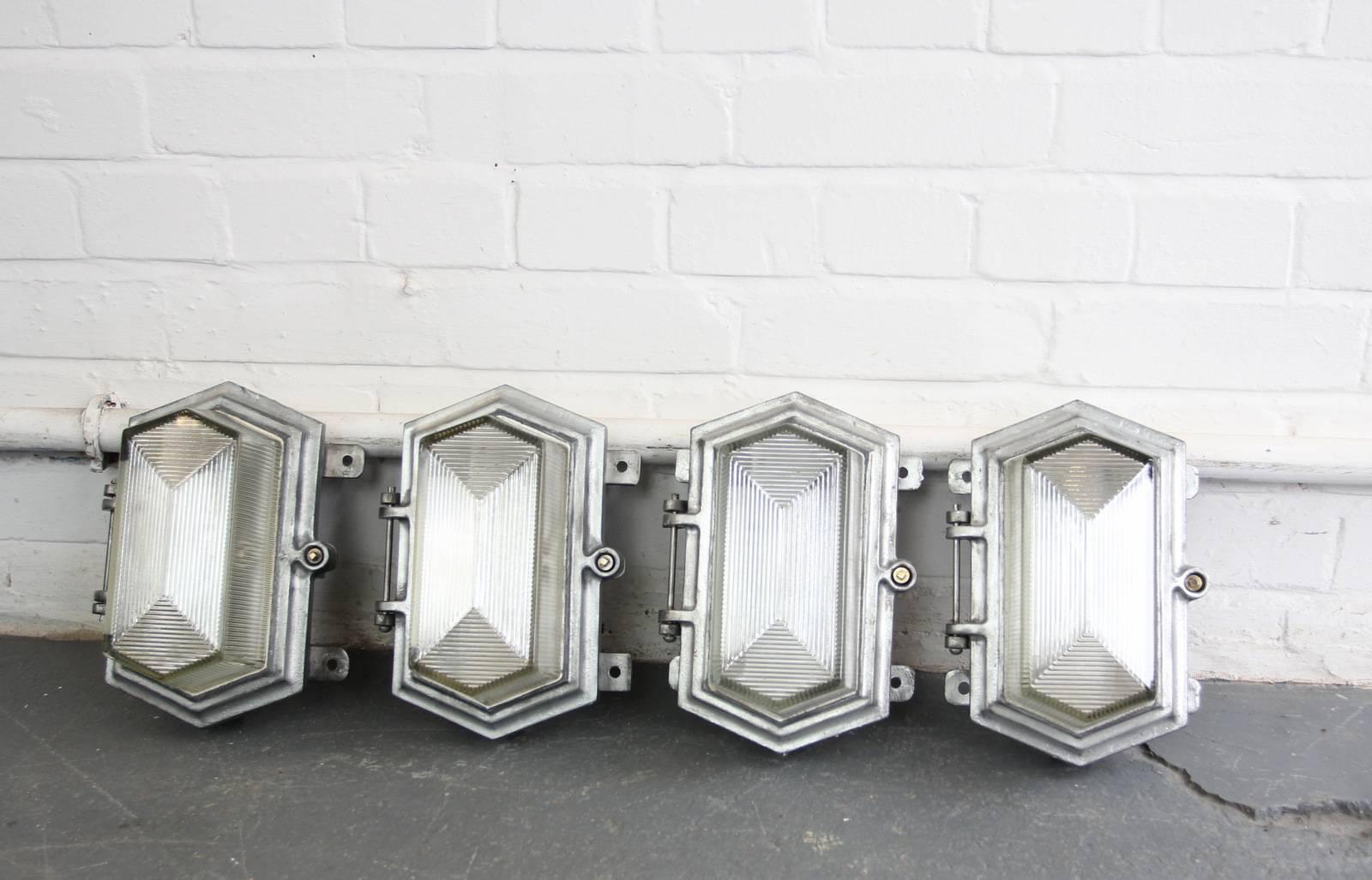 Art Deco Industrial Bulkhead Lights by Maxlume, circa 1930s 1