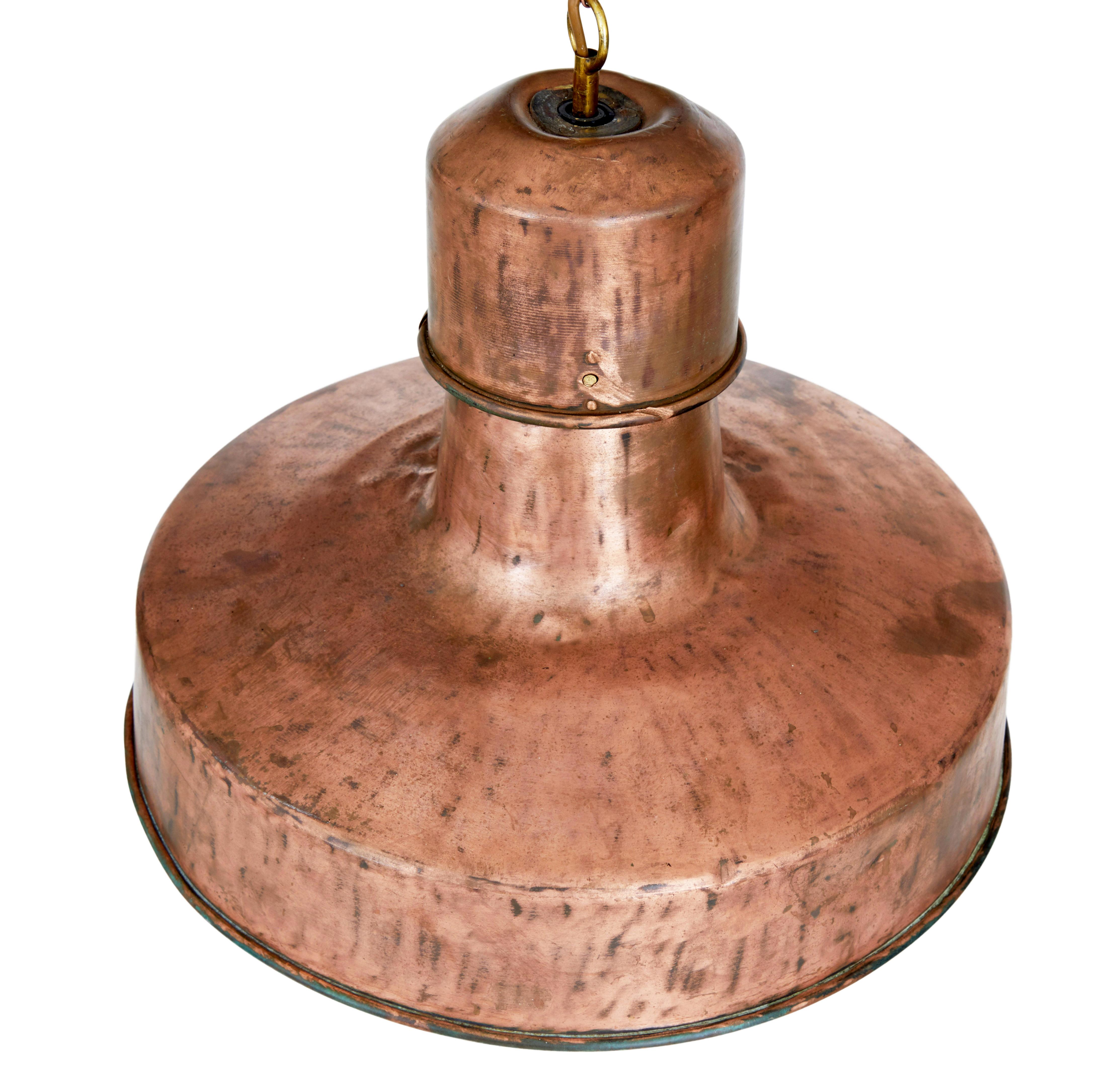 Lámpara de techo Art Decó industrial de cobre Sueco en venta
