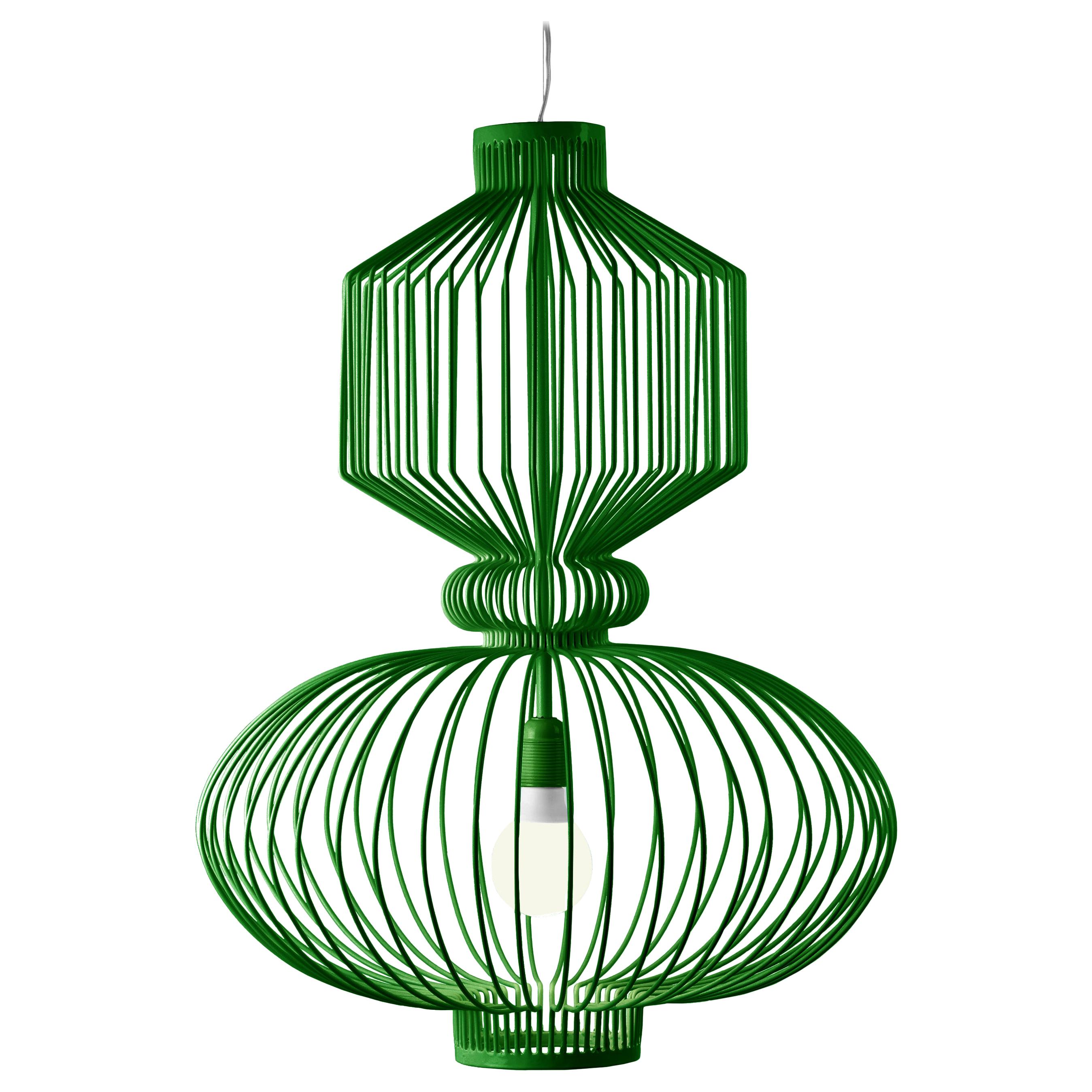 Art Deco, Industrial Emerald Green Pendant Revolution Suspension Lamp