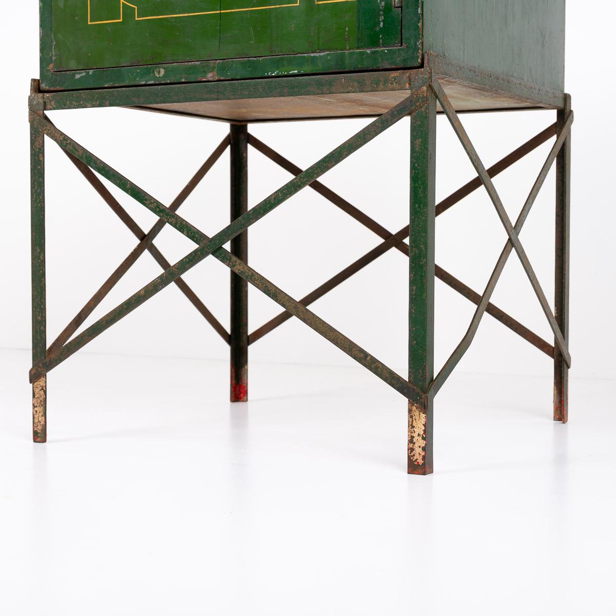 British Art Deco Industrial Green Painted Steel Dead Cabinet from C H Whittingham