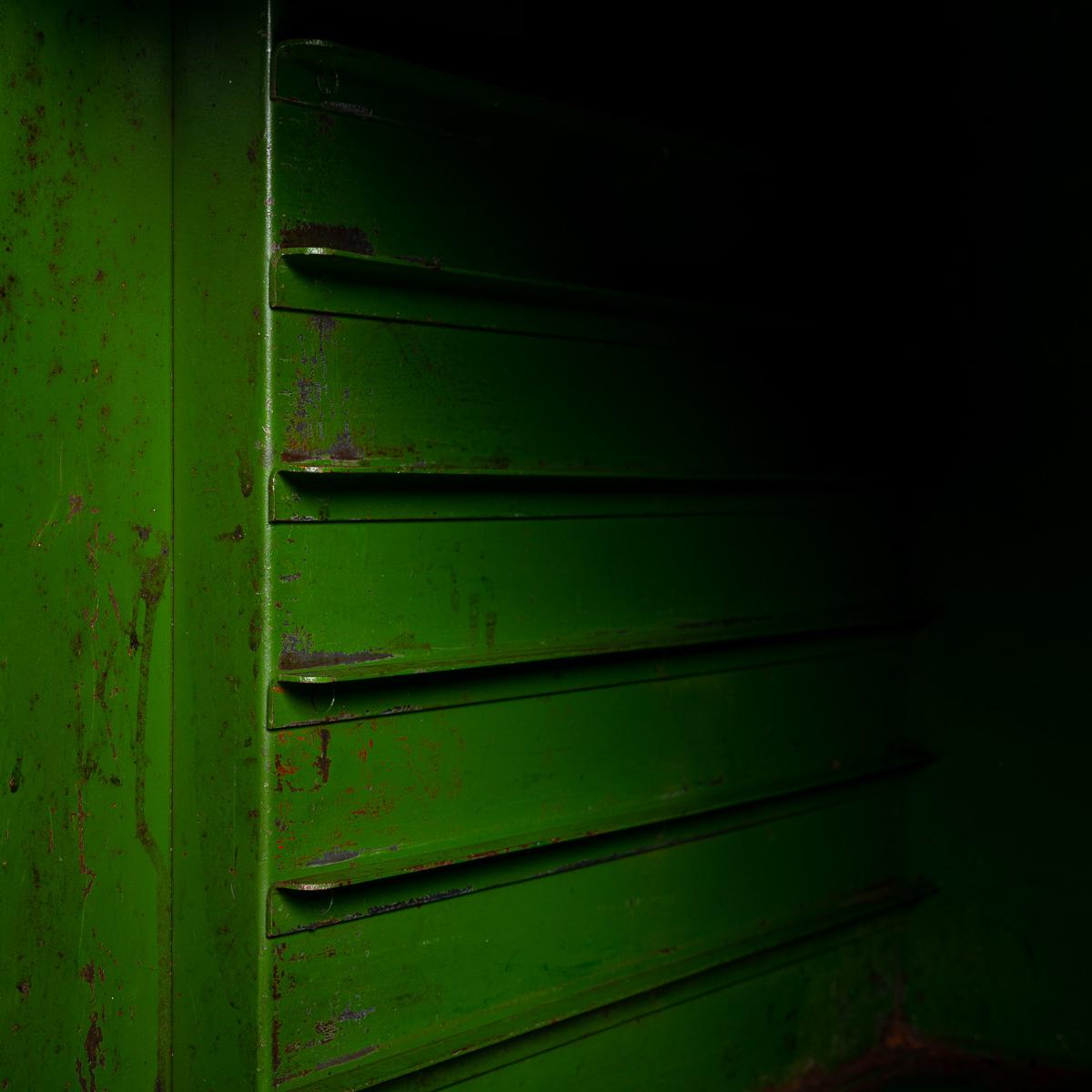 Art Deco Industrial Green Painted Steel Dead Cabinet from C H Whittingham 3