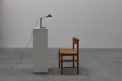 Art Deco Industrial metal and travertine Desk Lamp, Belgium 1930s