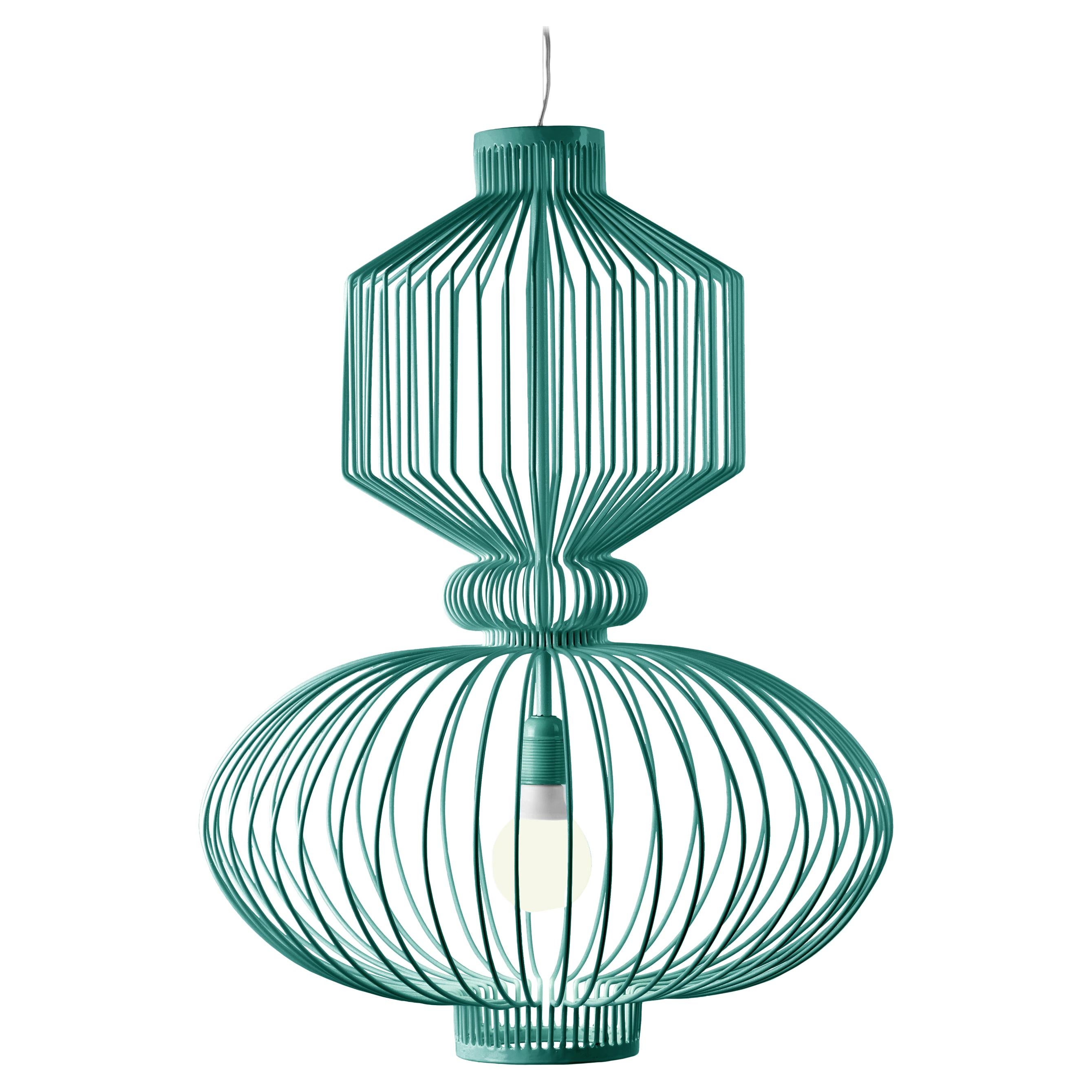 Art Deco - Industrial Mint Green Pendant Revolution Suspension Lamp For Sale