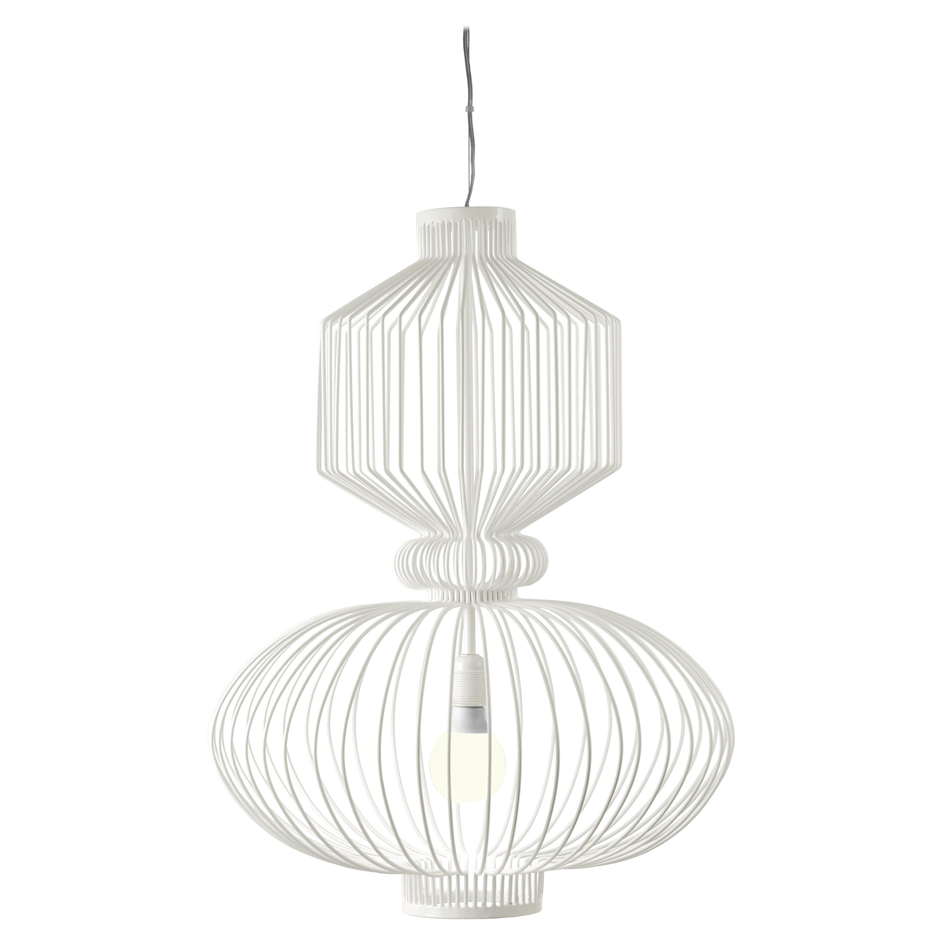 Art Deco, Industrial Off-White Handmade Ivory Pendant Revolution Suspension Lamp