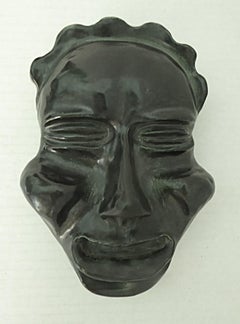 Art Deco Influenced Mask Smiling Lady Handcrafted Pottery Wall Plaque 1935
