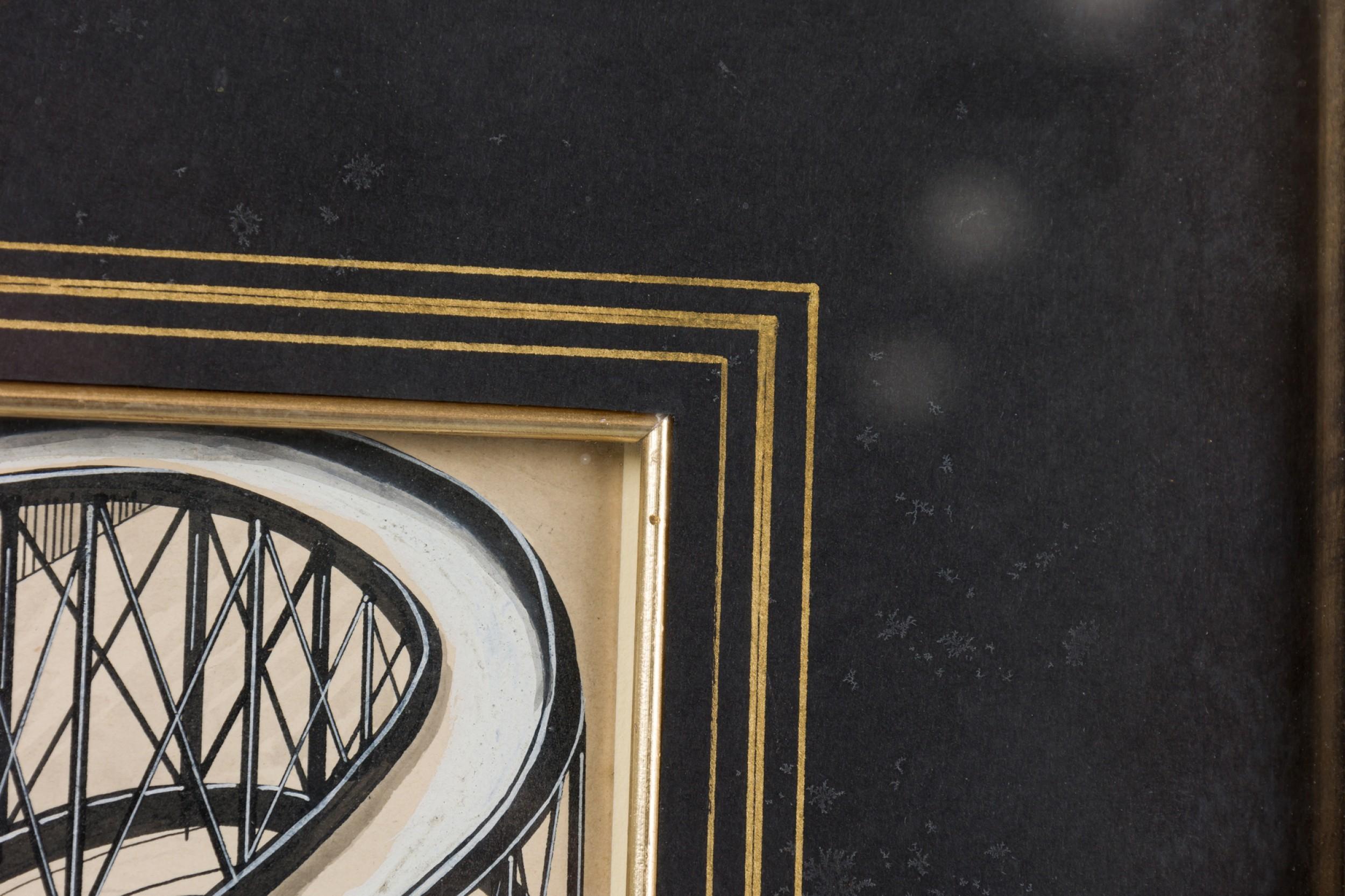 XX secolo Disegno di parco divertimenti ad inchiostro Art Deco in vendita