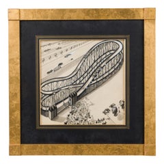 Art Deco Tinte Vergnügungspark Zeichnung