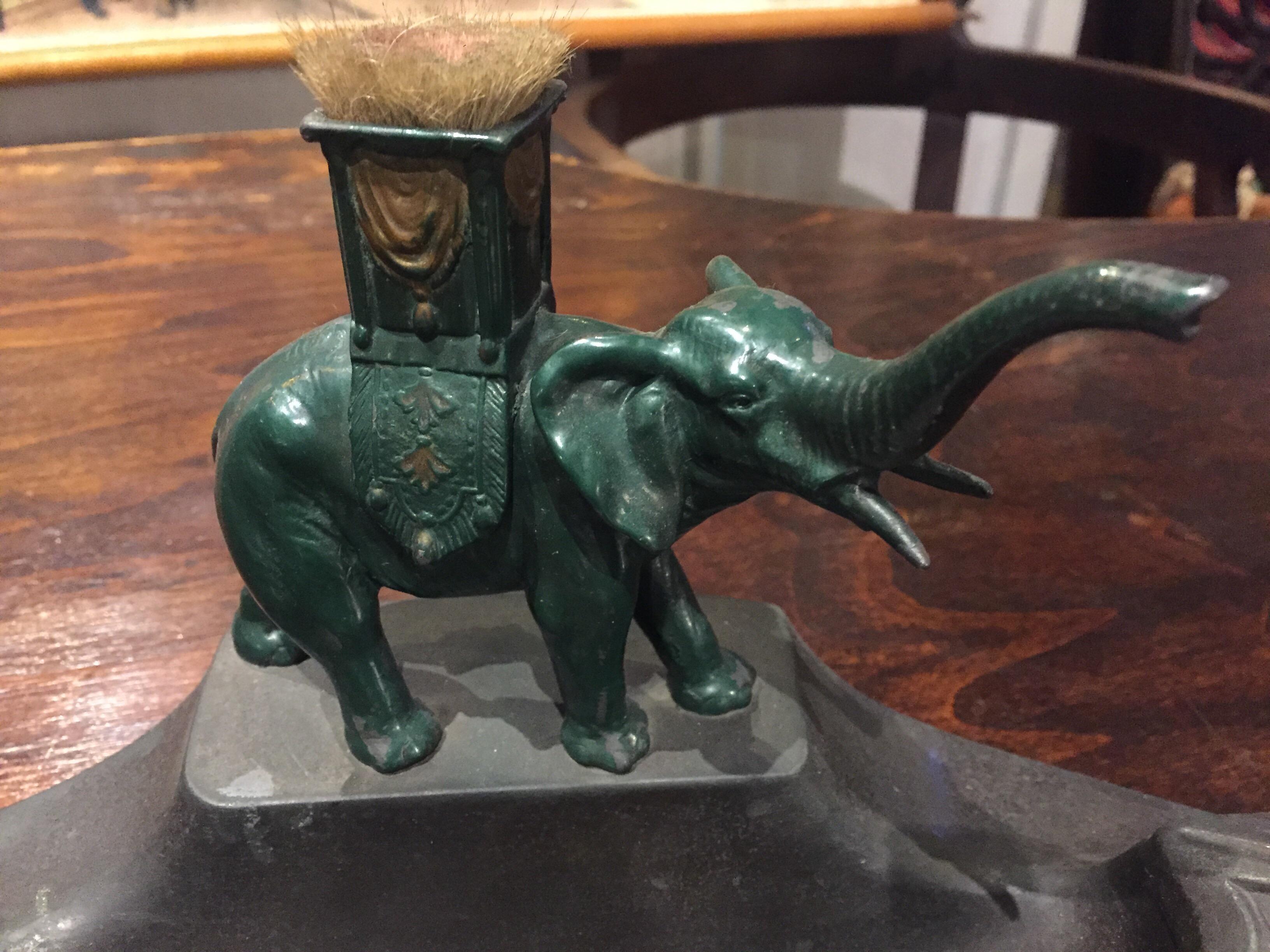 European Art Deco Inkwell Elephant Figurine , 1930s