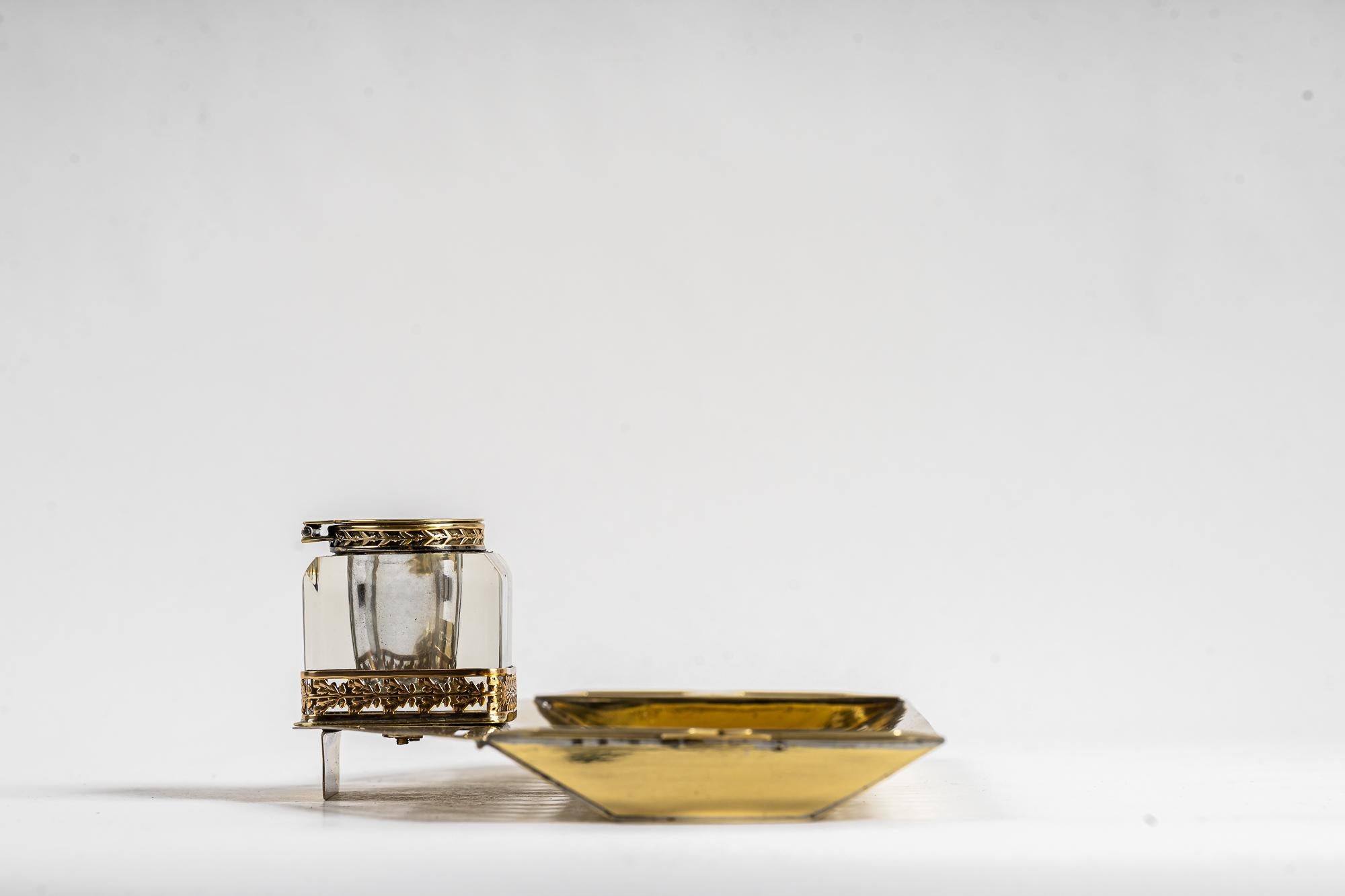 Art Deco Inkwell with Original Inkwell Glass, Vienna, Around 1920s For Sale 7