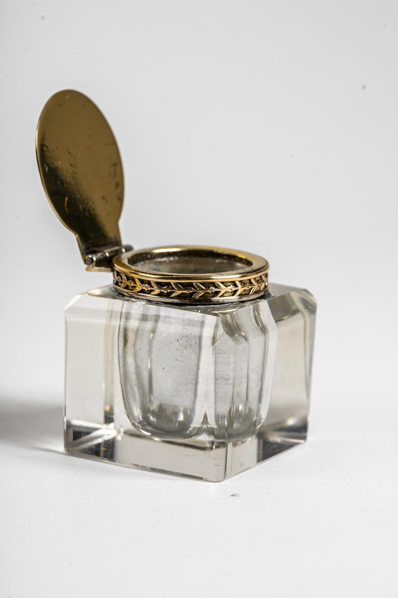 Art Deco Inkwell with Original Inkwell Glass, Vienna, Around 1920s For Sale 10