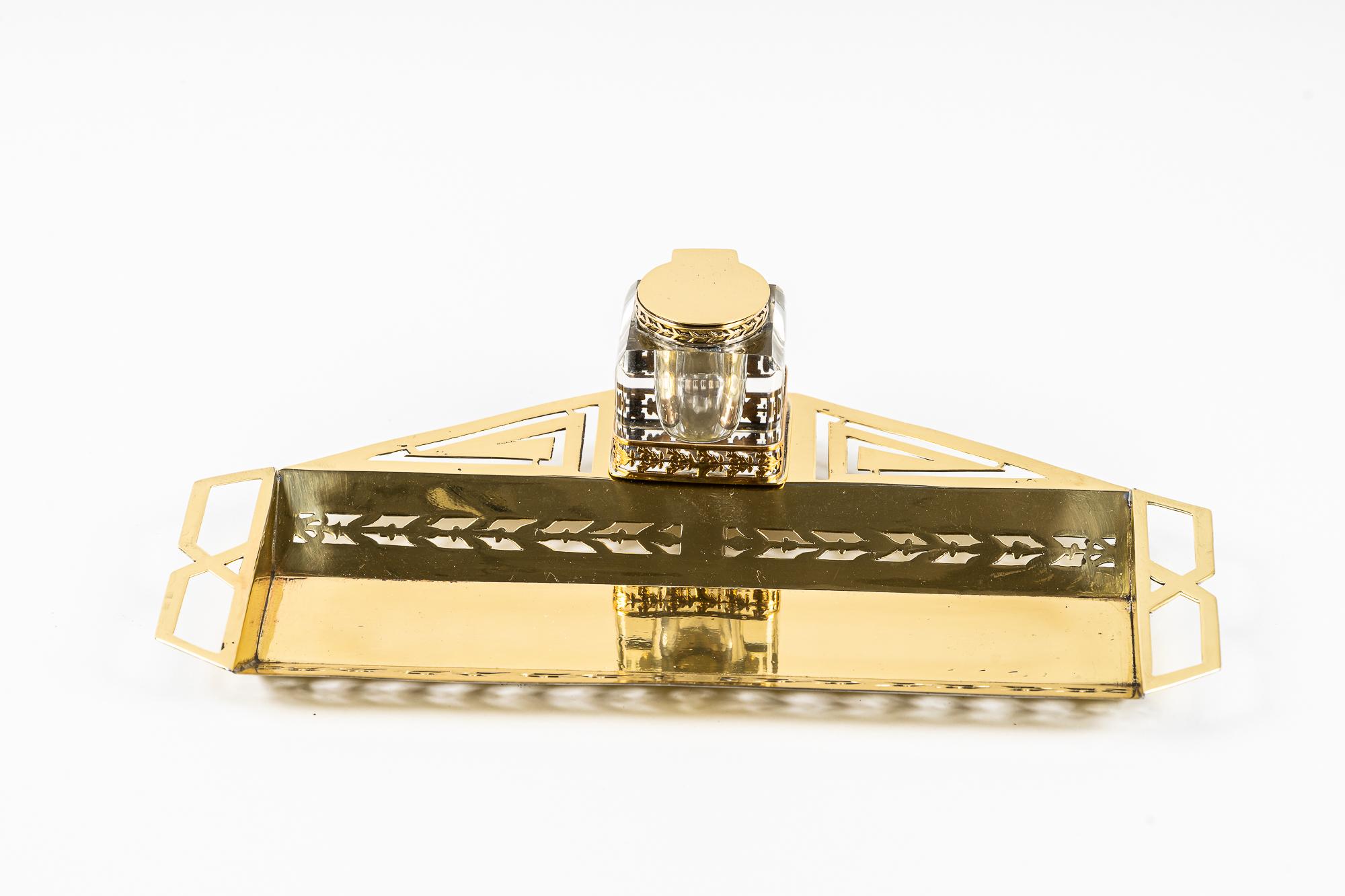 Lacquered Art Deco Inkwell with Original Inkwell Glass, Vienna, Around 1920s For Sale