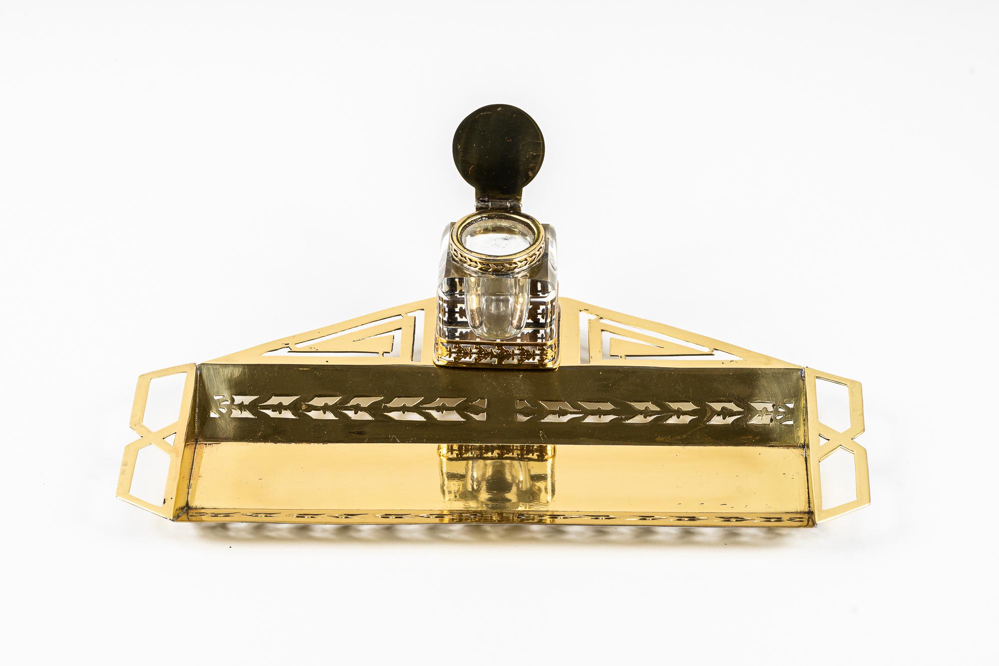 Art Deco Inkwell with Original Inkwell Glass, Vienna, Around 1920s In Good Condition For Sale In Wien, AT