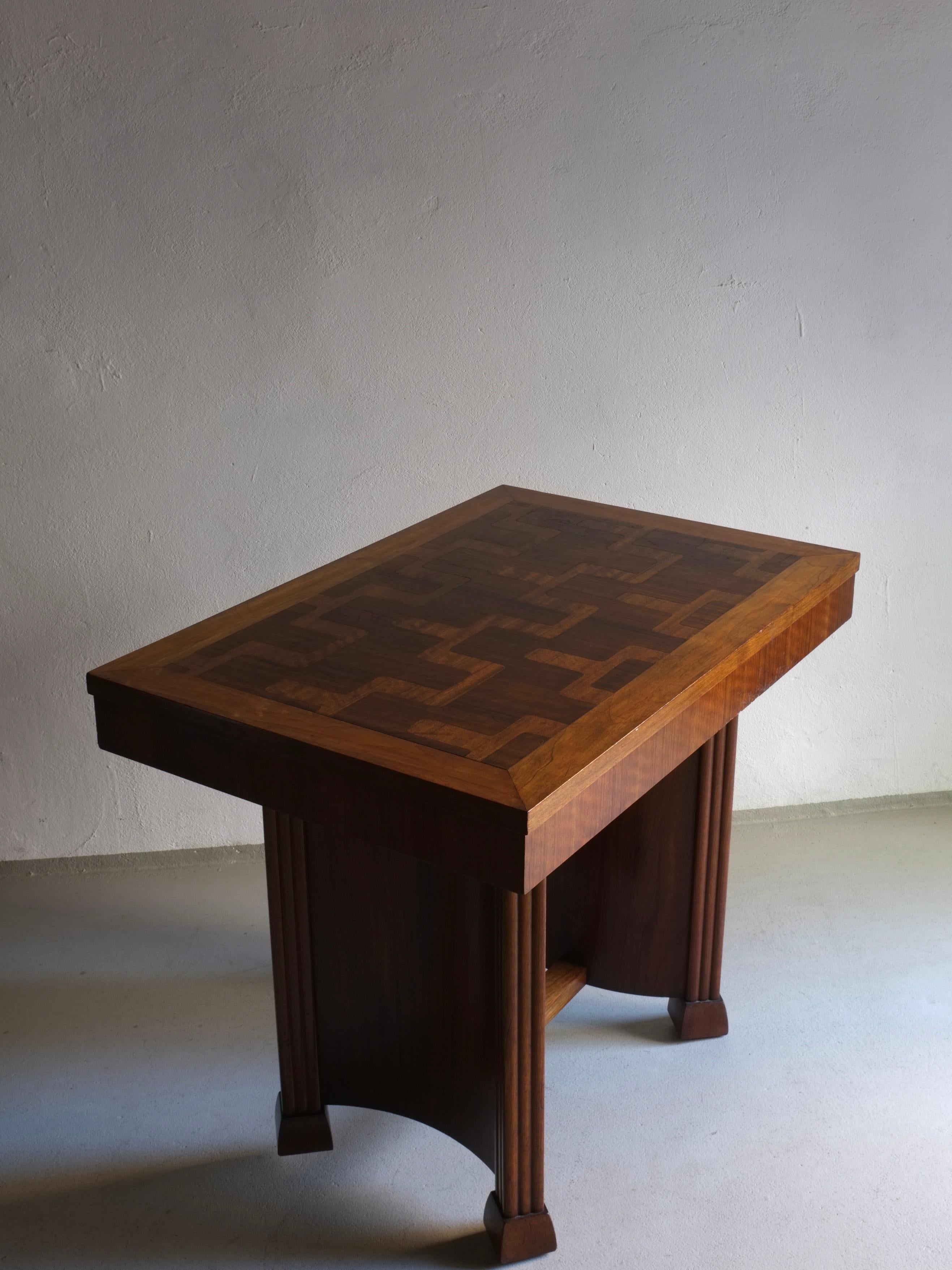 20th Century Art Deco Inlaid Desk Table, France, 1920s For Sale