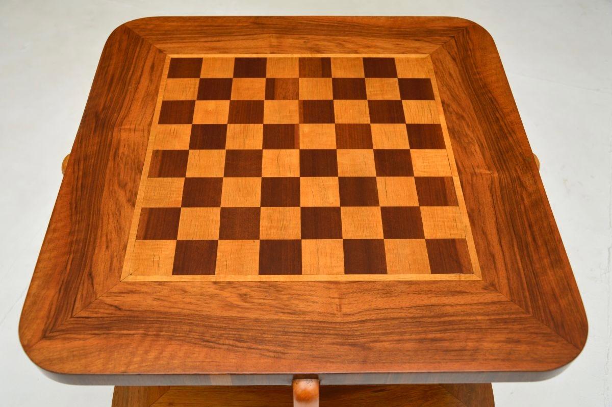 Art Deco Inlaid Walnut Chess / Coffee Table In Good Condition For Sale In London, GB