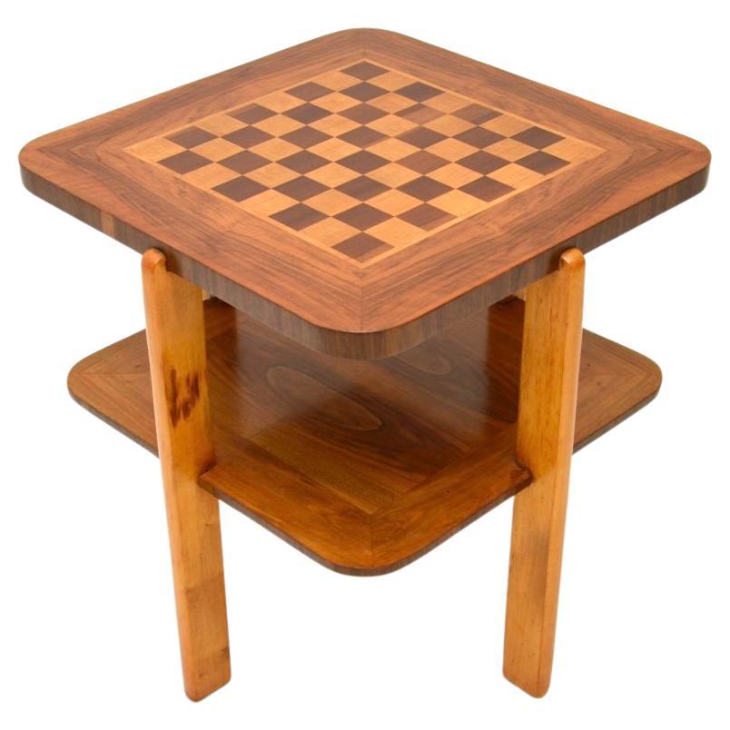 Art Deco Inlaid Walnut Chess / Coffee Table