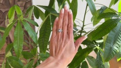 Art Deco Inspired 0.78 Carat Diamond Sapphire Flower Halo Platinum Ring