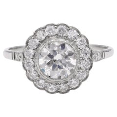 Art Deco inspiriert 1,01 Karat Diamant Platin-Cluster-Ring