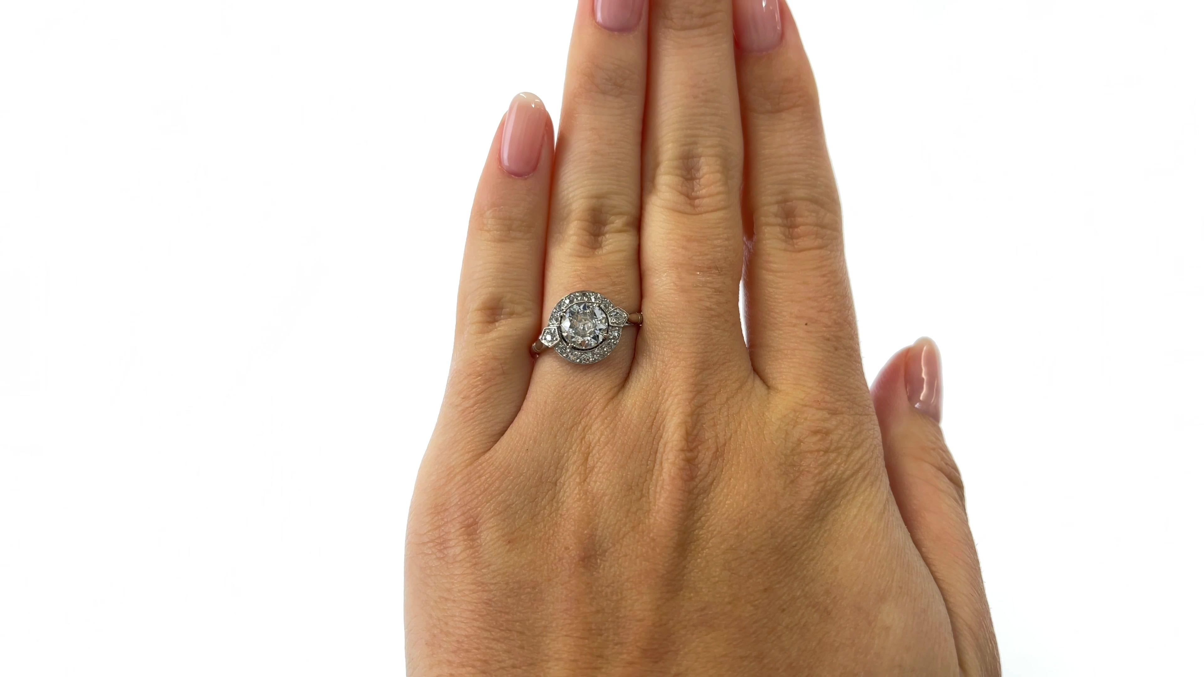 Old European Cut Art Deco Inspired 1.17 Carat Diamond Platinum Ring