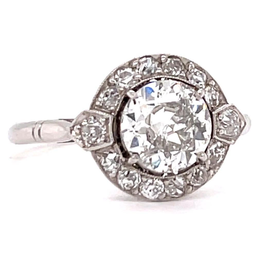 Art Deco Inspired 1.17 Carat Diamond Platinum Ring In New Condition In Beverly Hills, CA