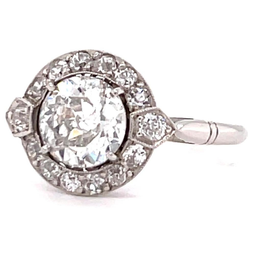 Women's or Men's Art Deco Inspired 1.17 Carat Diamond Platinum Ring