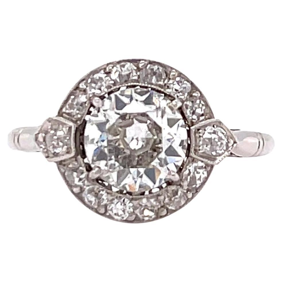 Art Deco Inspired 1.17 Carat Diamond Platinum Ring