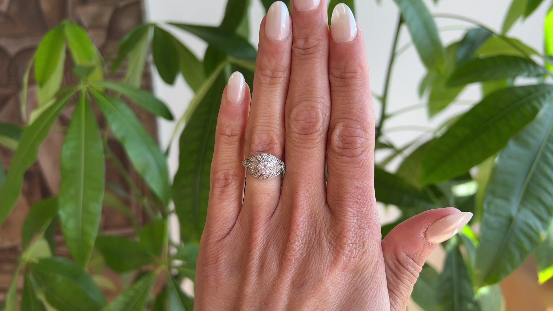 Round Cut Art Deco Inspired 1.21 Carats Diamonds Platinum Filigree Ring For Sale
