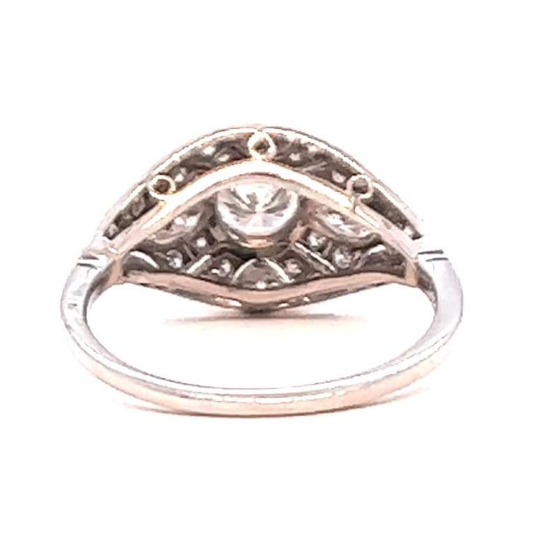 Art Deco Inspired 1.21 Carats Diamonds Platinum Filigree Ring For Sale 1