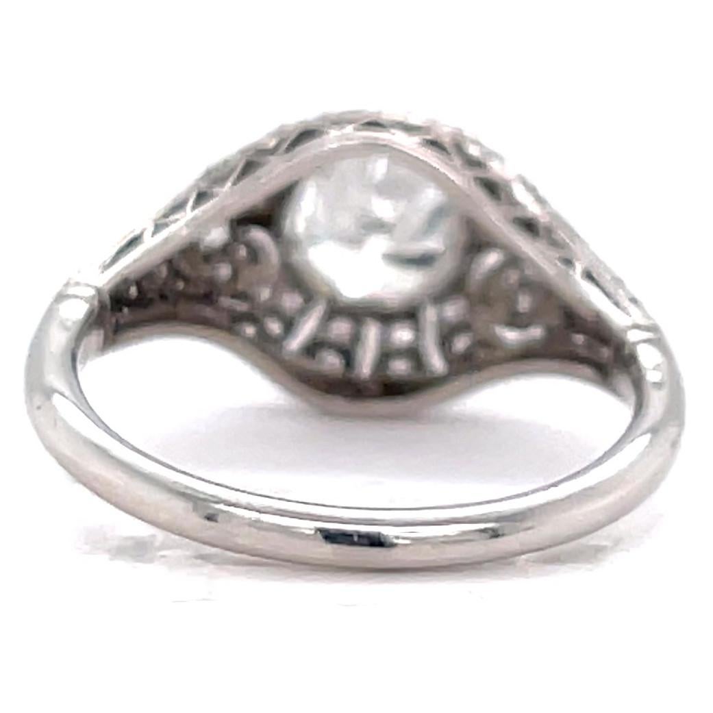 Art Deco Inspired 1.22 Carat Old European Cut Diamond Platinum Engagement Ring 2