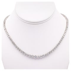 Art Deco Inspired 14.33 Carat Total Weight Diamond Platinum Riviera Necklace