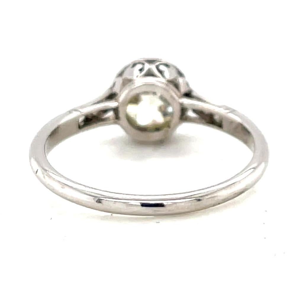 Women's or Men's Art Deco Inspired 1.45 Carat Old Euro Diamond Platinum Solitaire Engagement Ring