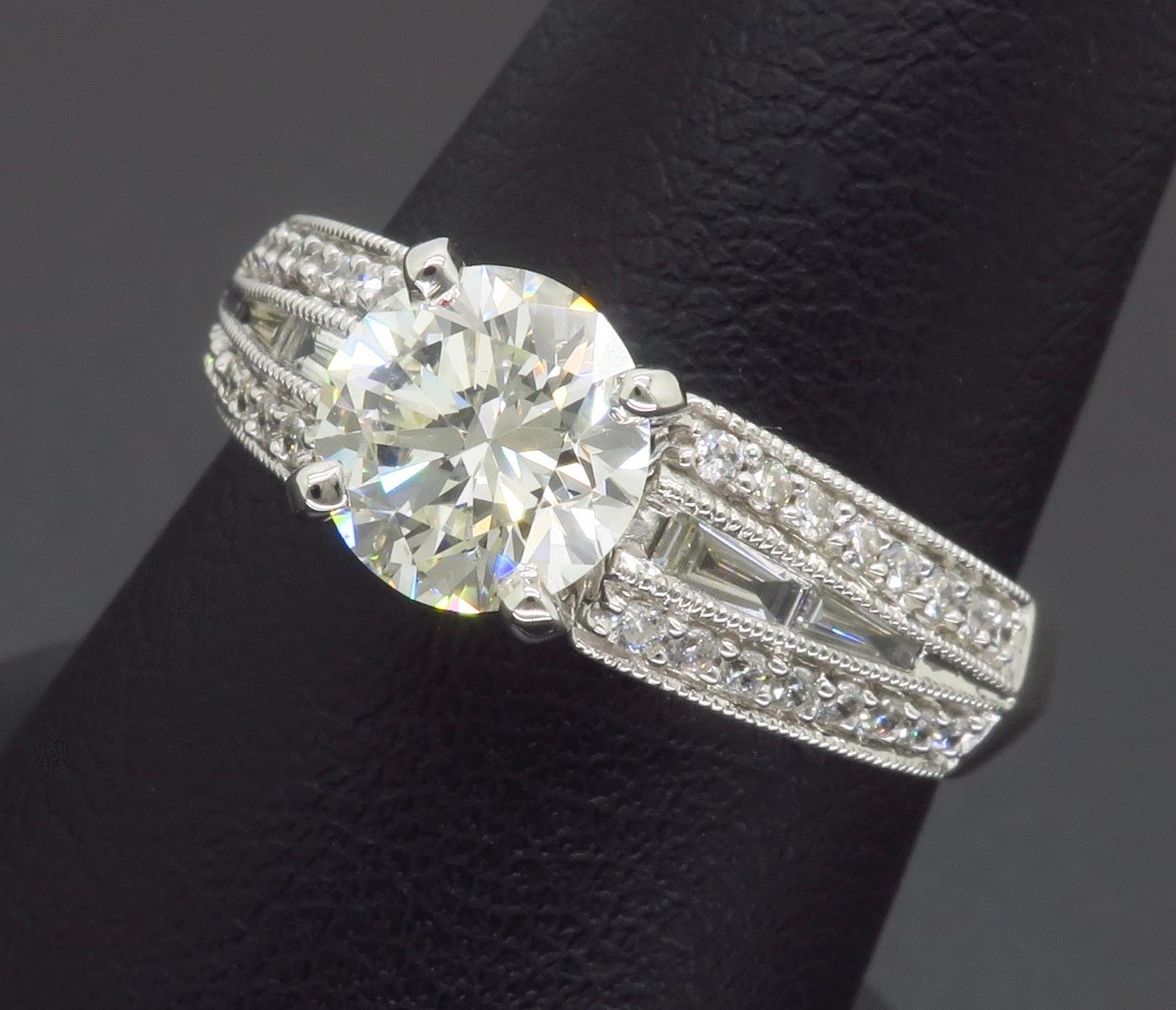 Art Deco Inspired 1.48CTW Diamond Engagement Ring  For Sale 4
