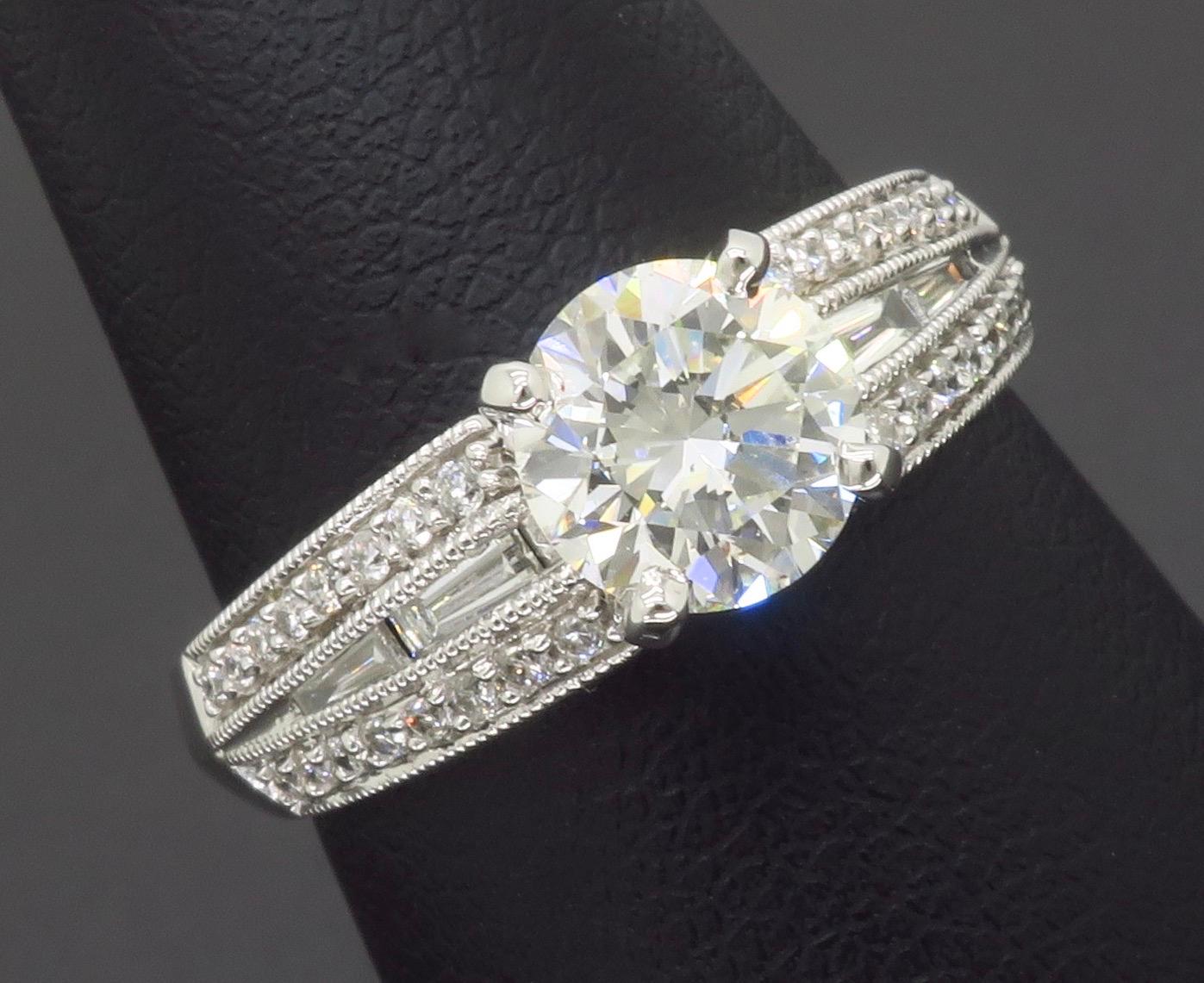 Art Deco Inspired 1.48CTW Diamond Engagement Ring  For Sale 5
