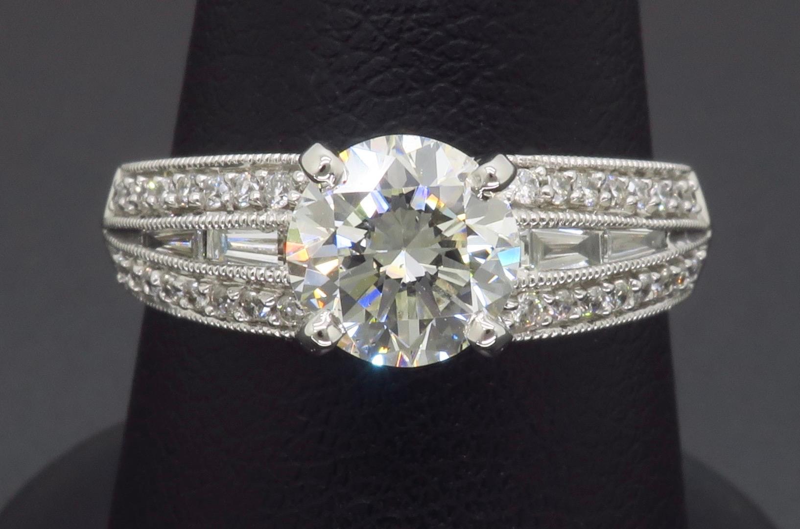Art Deco Inspired 1.48CTW Diamond Engagement Ring  For Sale 6