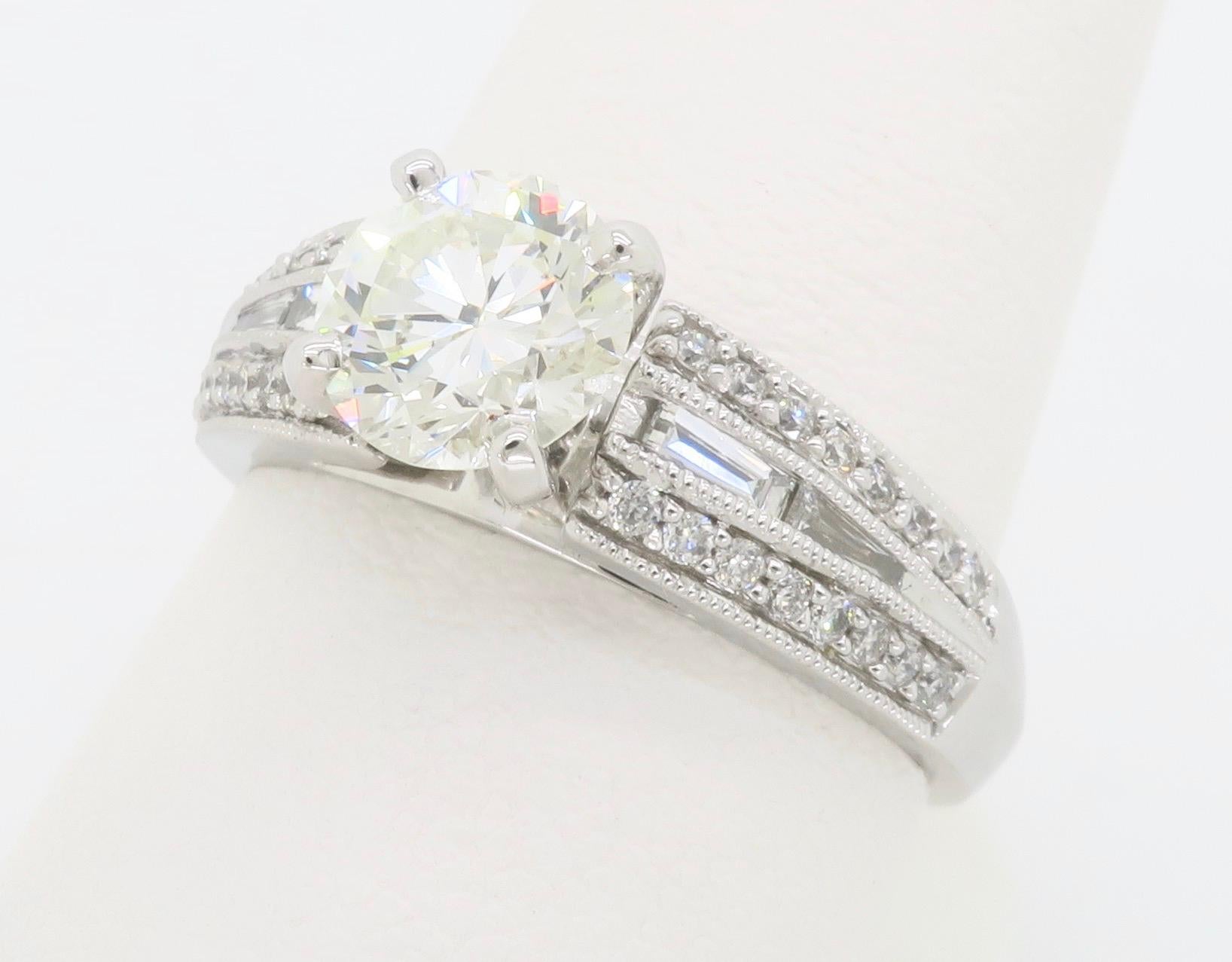 Art Deco Inspired 1.48CTW Diamond Engagement Ring  In New Condition For Sale In Webster, NY