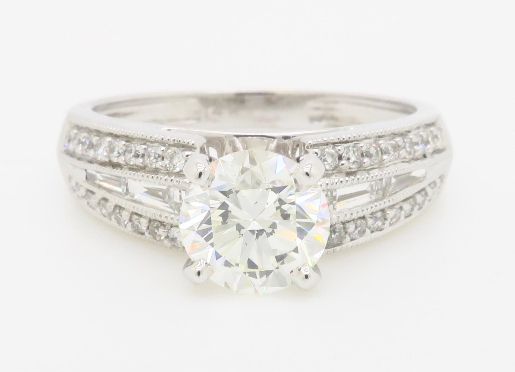 Women's Art Deco Inspired 1.48CTW Diamond Engagement Ring  For Sale
