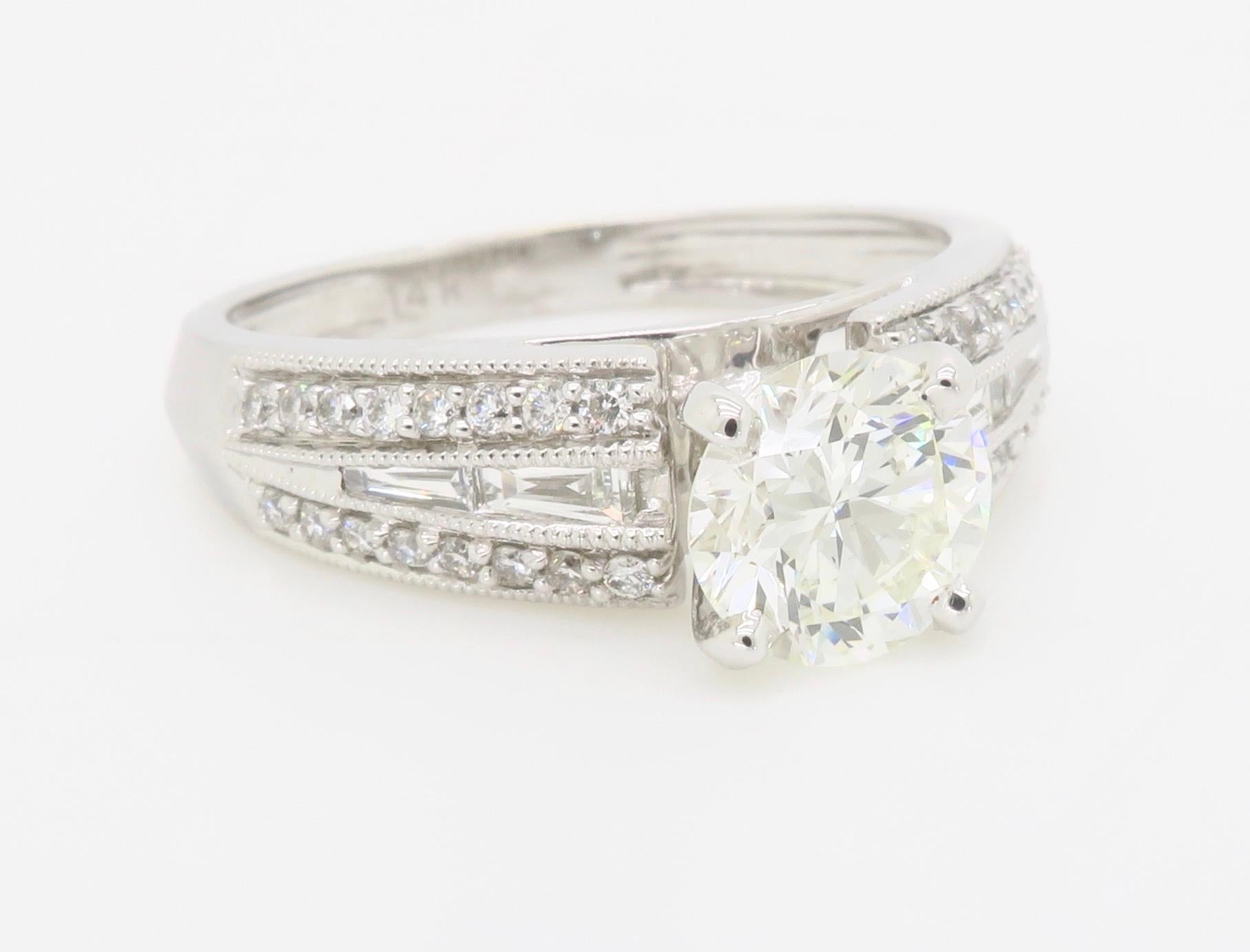 Art Deco Inspired 1.48CTW Diamond Engagement Ring  For Sale 1