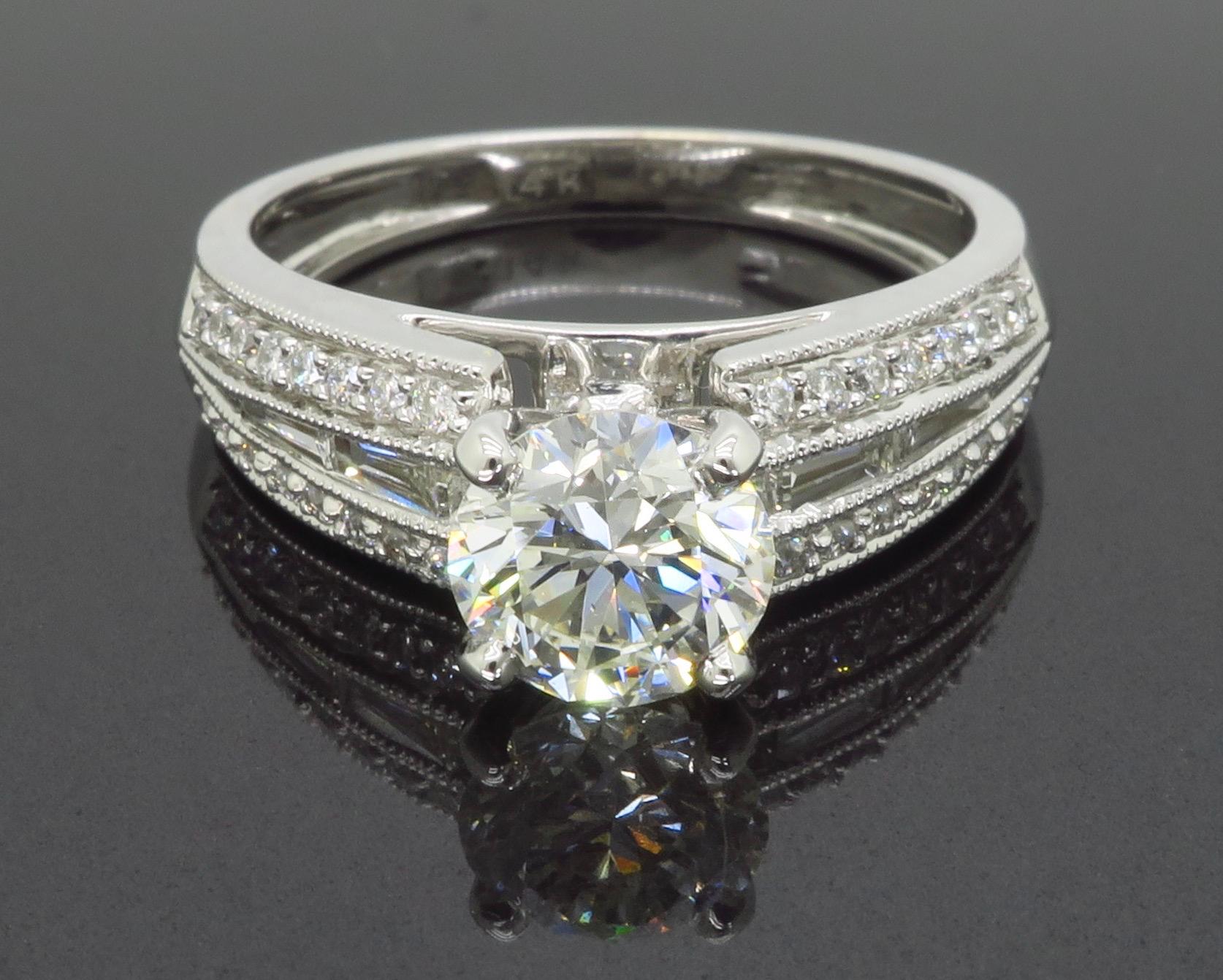 Art Deco Inspired 1.48CTW Diamond Engagement Ring  For Sale 2