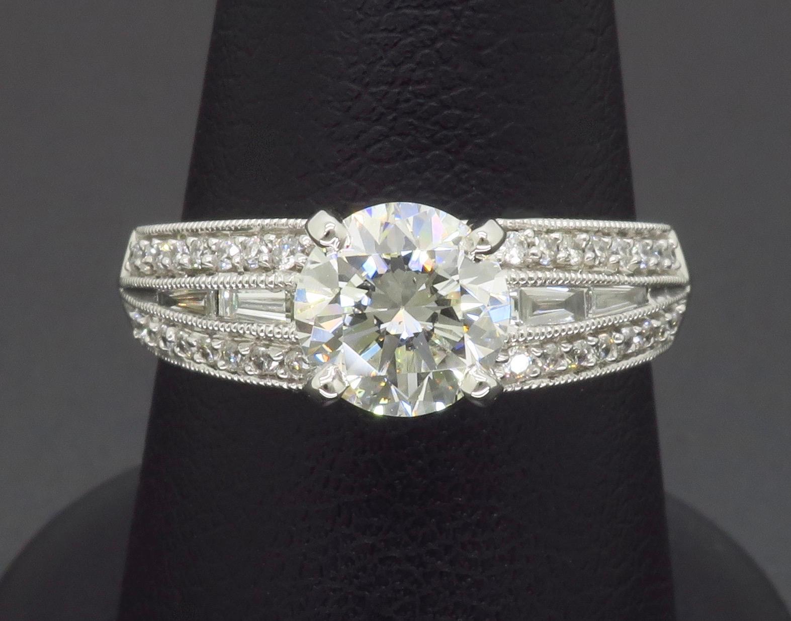 Art Deco Inspired 1.48CTW Diamond Engagement Ring  For Sale 3