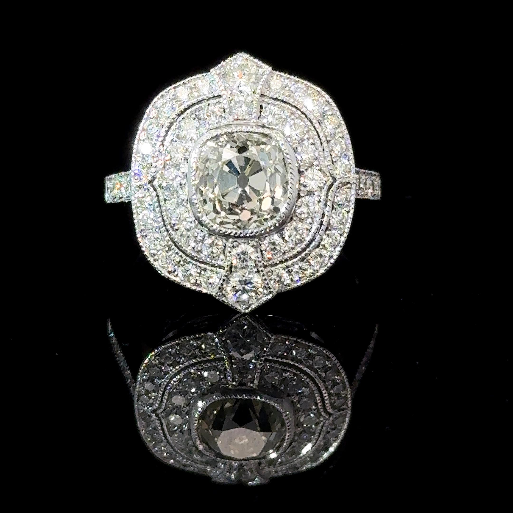 Modern Art Déco inspired 1.52 Carats diamond ring For Sale