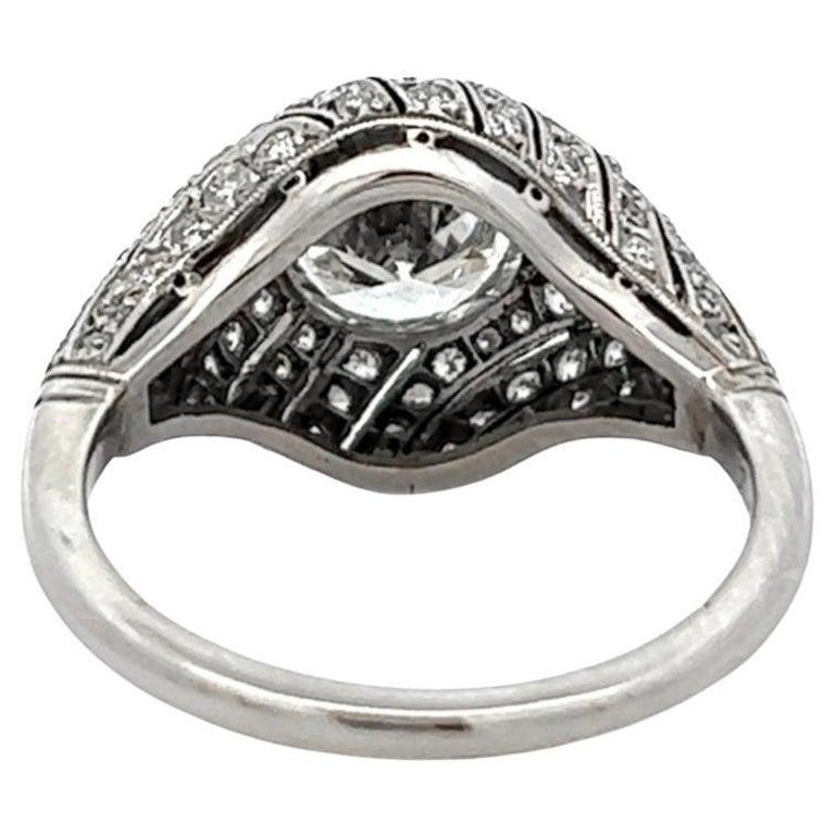Art Deco Inspired 1.60 Carats Platinum Ring For Sale 1