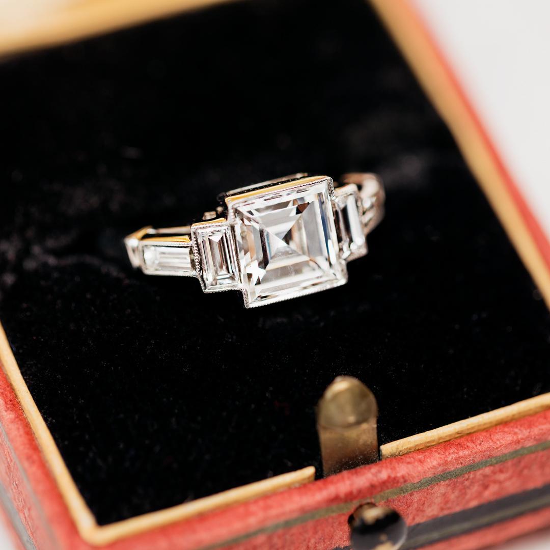 carre cut diamond engagement ring
