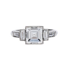 Art Deco Inspired 1.84 Carat Carre Cut Diamond Platinum Engagement Ring
