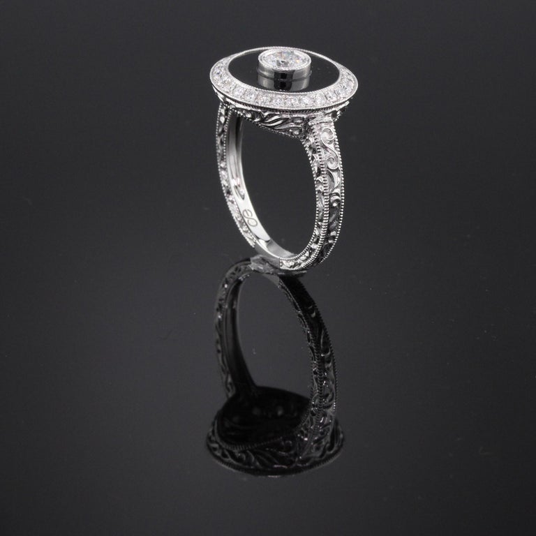 Art Deco Inspired 18 Karat White Gold Onyx and Diamond Ring at 1stDibs ...