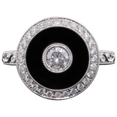 Art Deco Inspired 18 Karat White Gold Onyx and Diamond Ring at 1stDibs ...