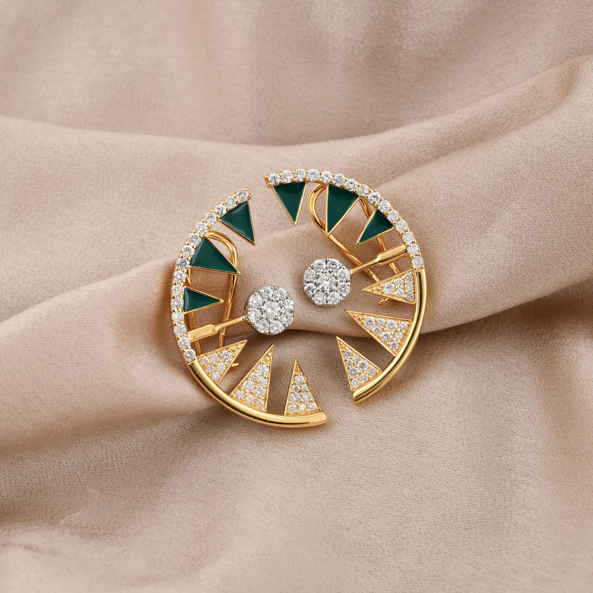 Art Deco inspiriert 1.91Ct Diamant Schwarz Emaille Ohr Manschette Ohrringe 14K Gelbgold (Art déco) im Angebot