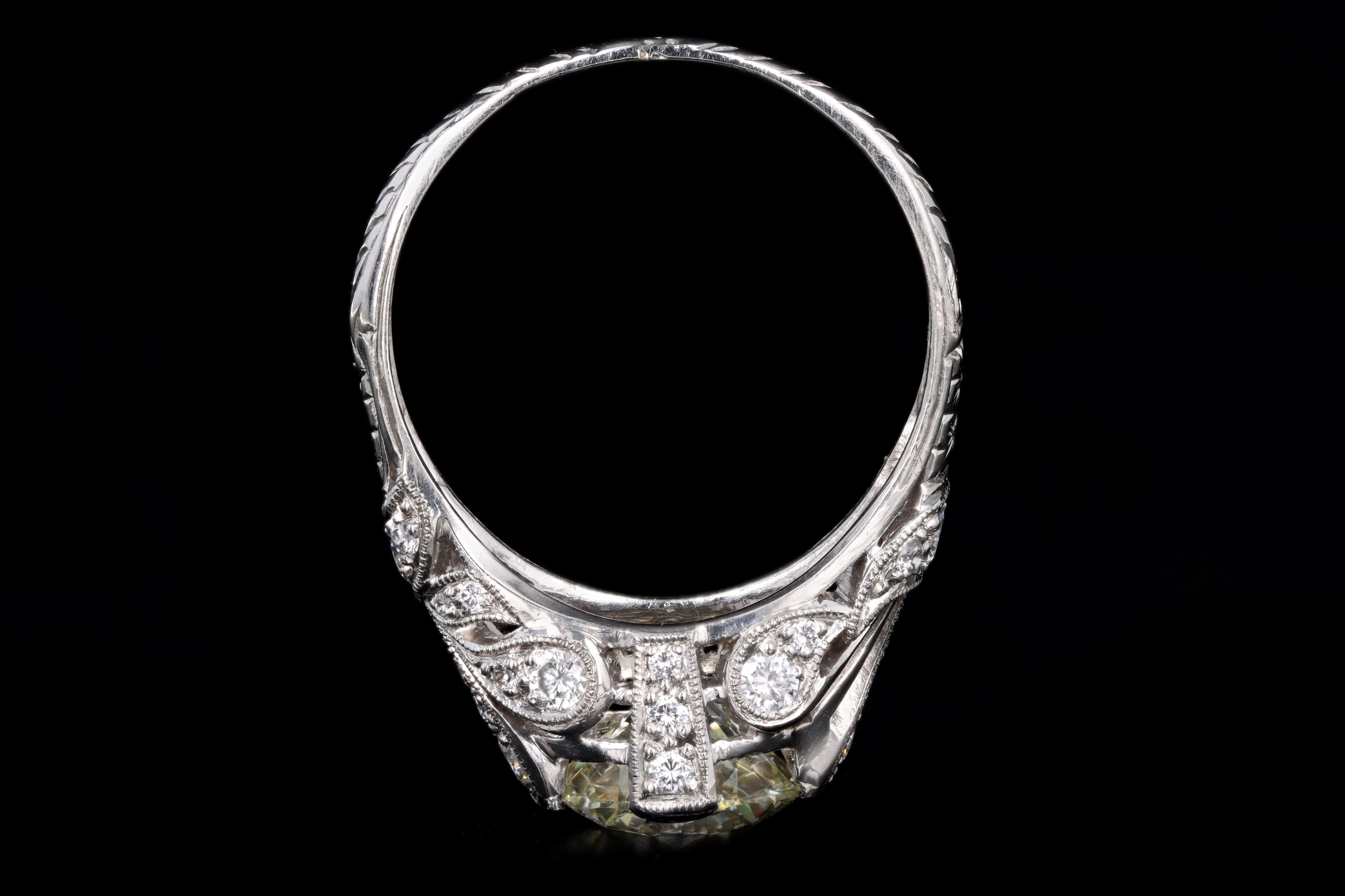 Art Deco Inspired 2.12 Carat Round Brilliant Cut Diamond Engagement Ring 1