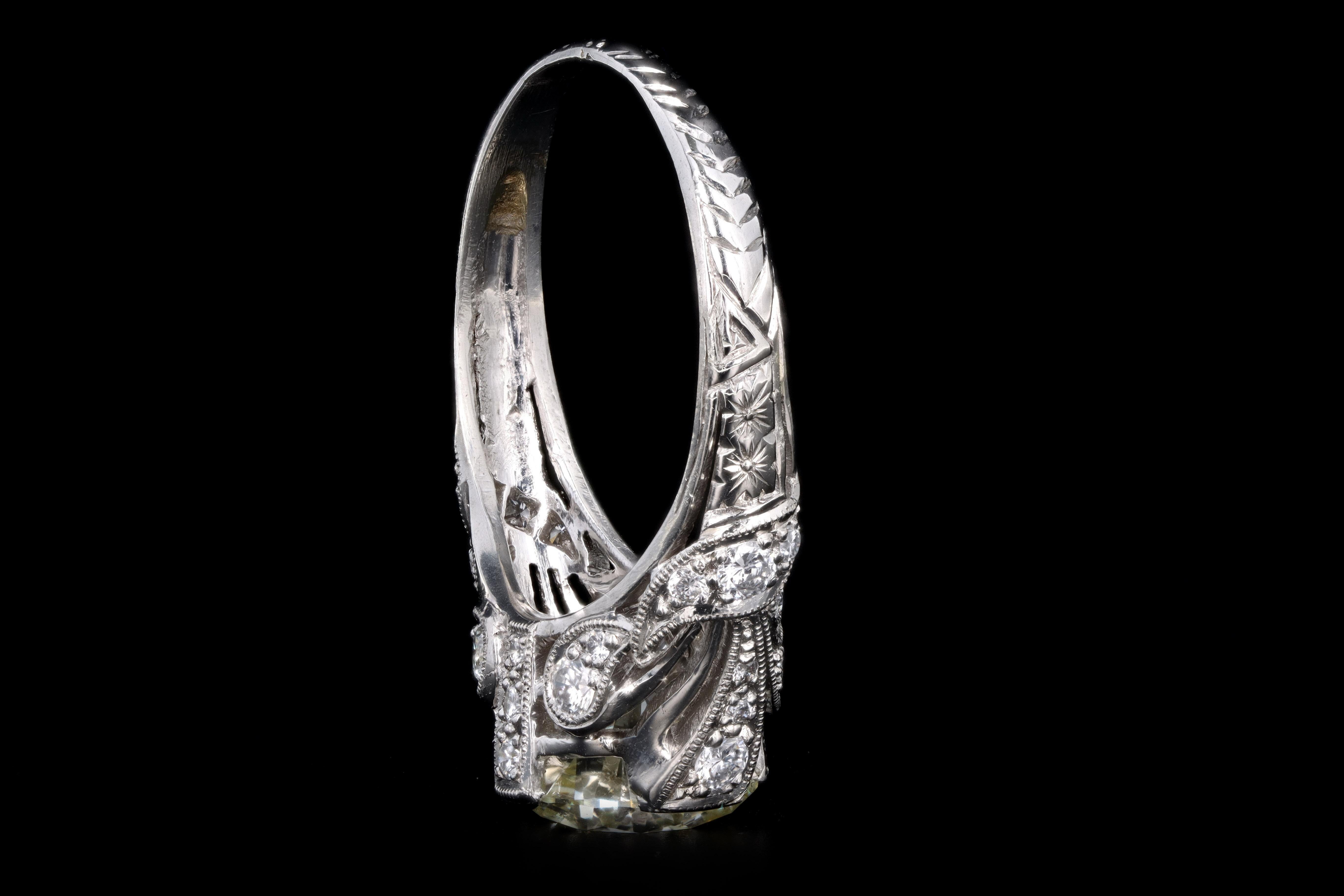 Art Deco Inspired 2.12 Carat Round Brilliant Cut Diamond Engagement Ring 2