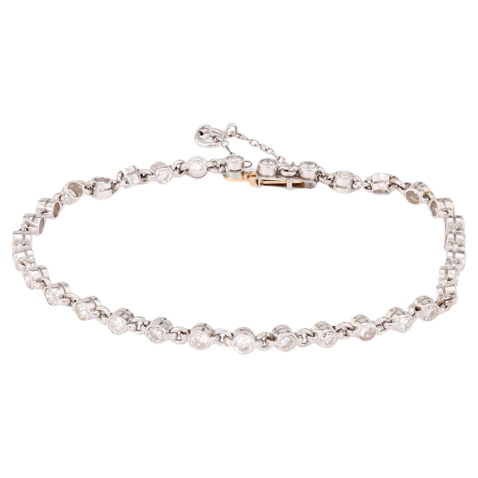 Art Deco Inspired 2.18 Carat Round Brilliant Cut Diamond Platinum Bracelet