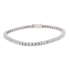 Bracelet tennis d'inspiration Art déco en platine avec diamants de 2,2 carats